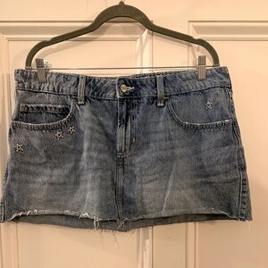Hollister Light Blue Denim Skirt with Embroidered Stars